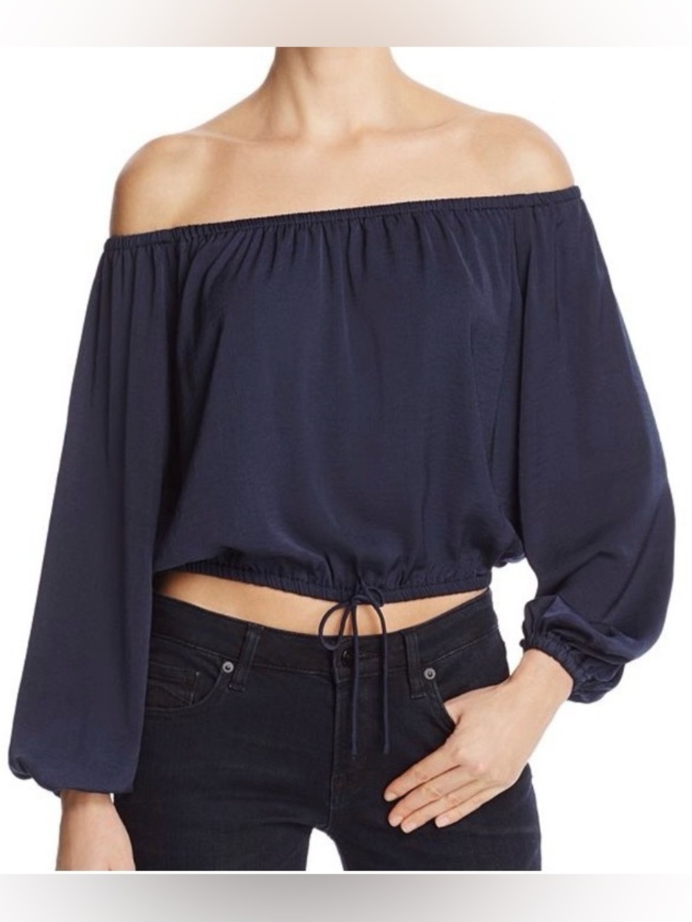 NWOT The Fifth Label Navy Peasant Crop Top